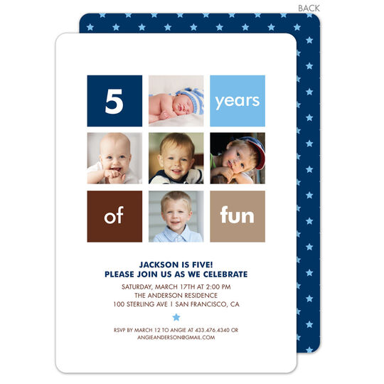 Blue Birthday Years of Fun Invitations